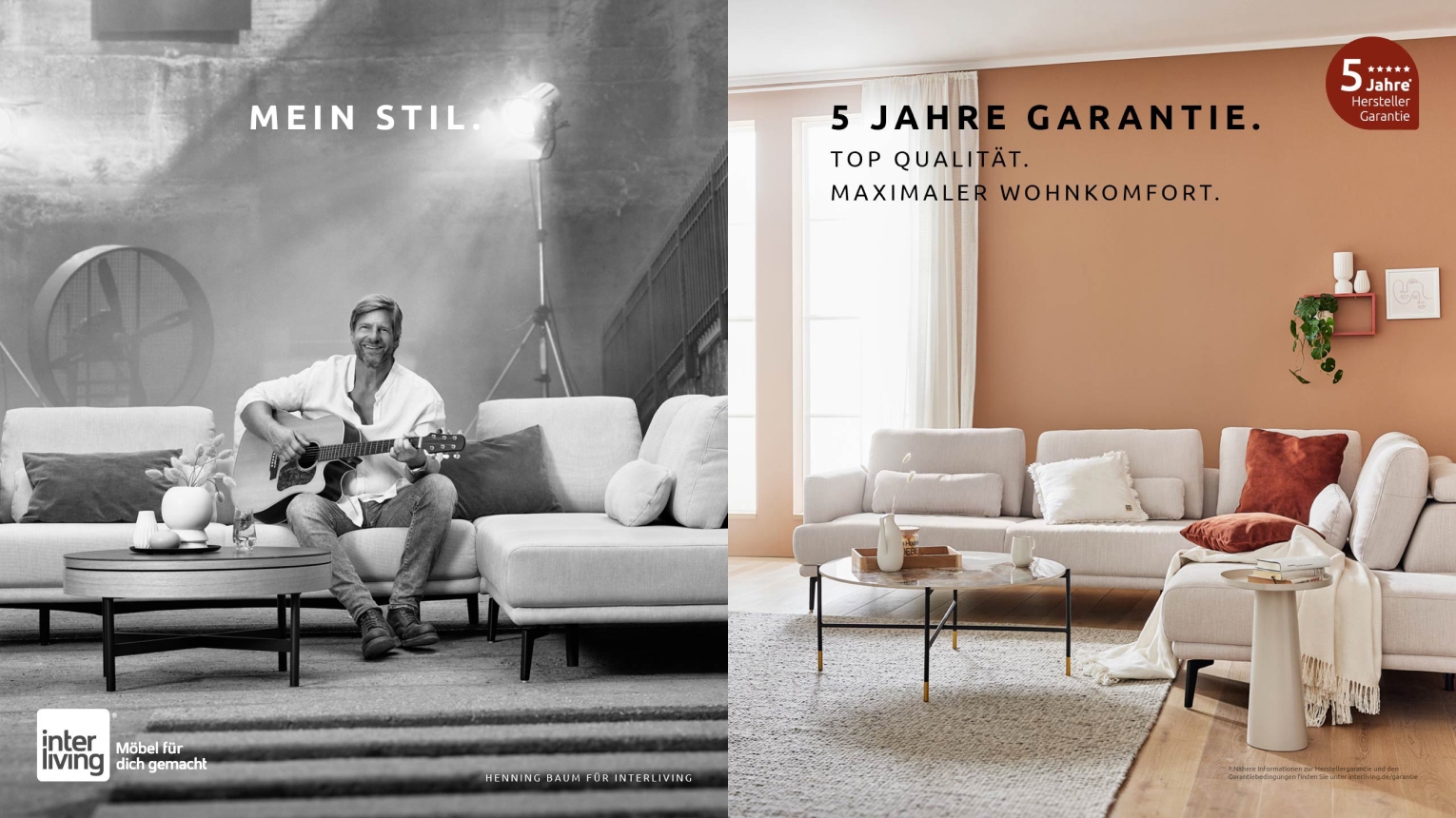 Bild mit einer weissen CVouch und Henning Baum mit einer Gitarre interliving mmz