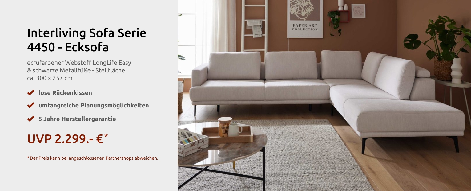 Ibnterliving Sofa serie weiss webstoff longlife easy